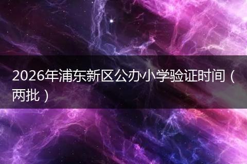 2026年浦东新区公办小学验证时间（两批）