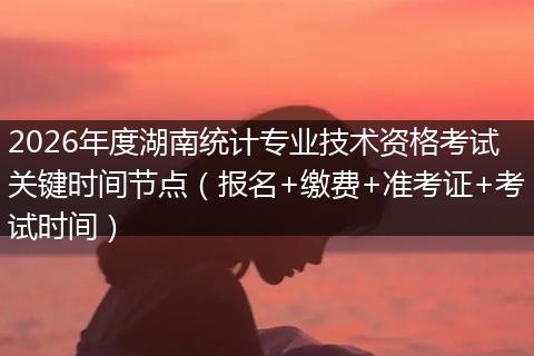 2026年度湖南统计专业技术资格考试关键时间节点（报名+缴费+准考证+考试时间）