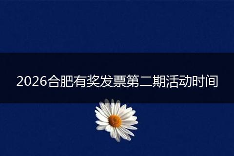 2026合肥有奖发票第二期活动时间