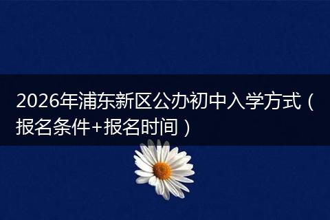 2026年浦东新区公办初中入学方式（报名条件+报名时间）