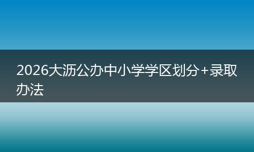 2026大沥公办中小学学区划分+录取办法