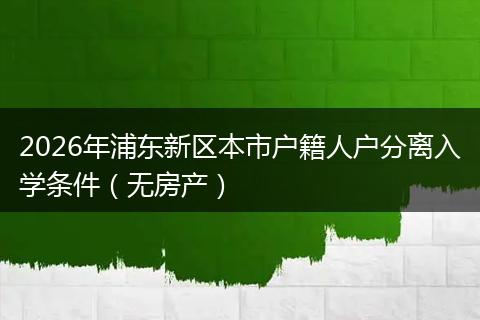 2026年浦东新区本市户籍人户分离入学条件（无房产）