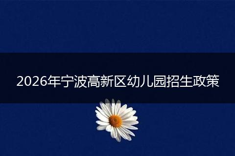 2026年宁波高新区幼儿园招生政策