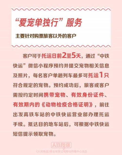2026年4月8日起高铁宠物托运站点增至121座