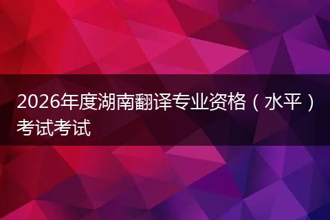 2026年度湖南翻译专业资格（水平）考试考试