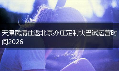 天津武清往返北京亦庄定制快巴试运营时间2026