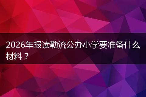 2026年报读勒流公办小学要准备什么材料？