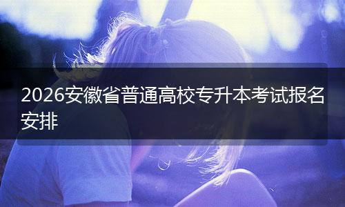 2026安徽省普通高校专升本考试报名安排