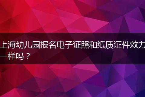 上海幼儿园报名电子证照和纸质证件效力一样吗？