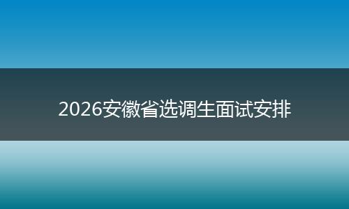 2026安徽省选调生面试安排