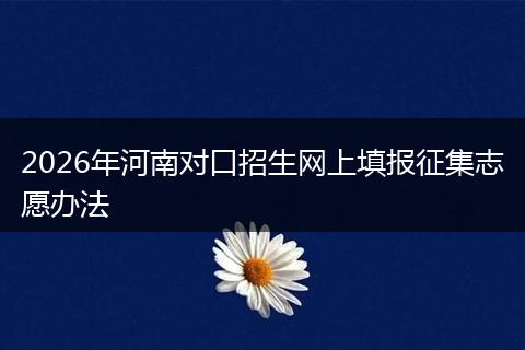 2026年河南对口招生网上填报征集志愿办法