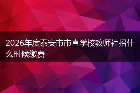 2026年度泰安市市直学校教师社招什么时候缴费