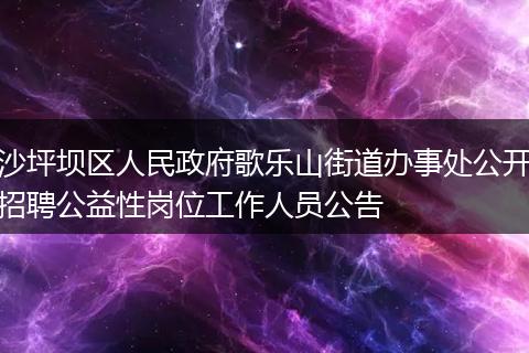 沙坪坝区人民政府歌乐山街道办事处公开招聘公益性岗位工作人员公告