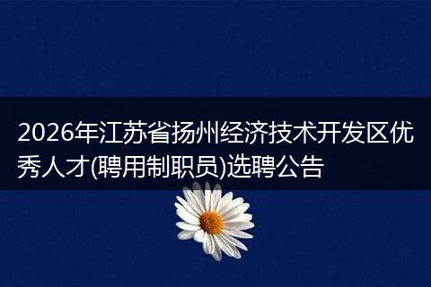 2026年江苏省扬州经济技术开发区优秀人才(聘用制职员)选聘公告