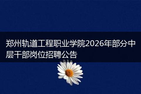 郑州轨道工程职业学院2026年部分中层干部岗位招聘公告
