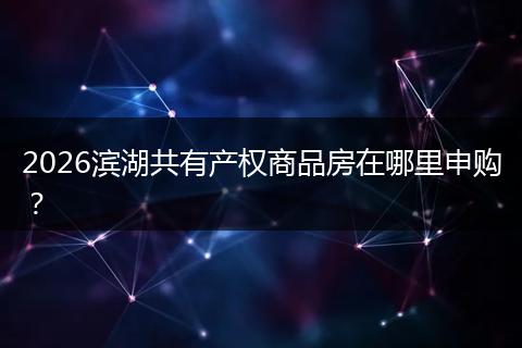 2026滨湖共有产权商品房在哪里申购？