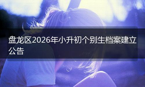 盘龙区2026年小升初个别生档案建立公告