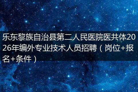 乐东黎族自治县第二人民医院医共体2026年编外专业技术人员招聘（岗位+报名+条件）
