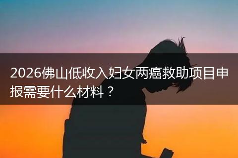 2026佛山低收入妇女两癌救助项目申报需要什么材料？