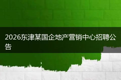 2026东津某国企地产营销中心招聘公告