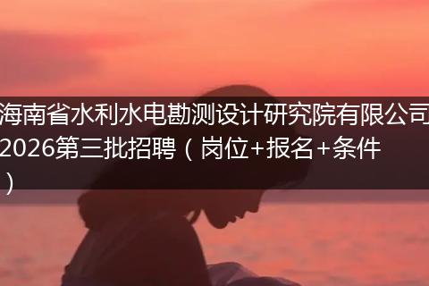 海南省水利水电勘测设计研究院有限公司2026第三批招聘（岗位+报名+条件）