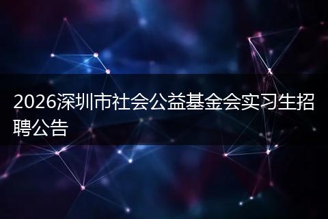 2026深圳市社会公益基金会实习生招聘公告