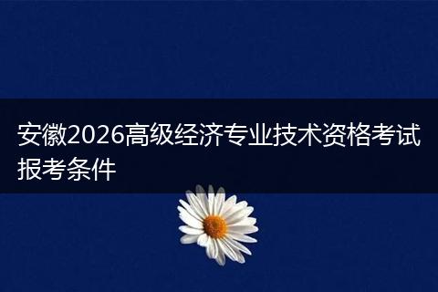 安徽2026高级经济专业技术资格考试报考条件