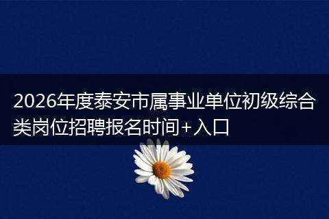 2026年度泰安市属事业单位初级综合类岗位招聘报名时间+入口