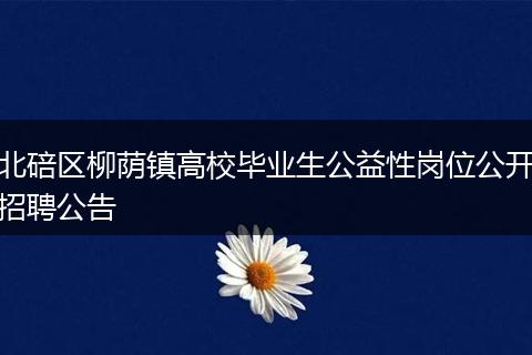 北碚区柳荫镇高校毕业生公益性岗位公开招聘公告