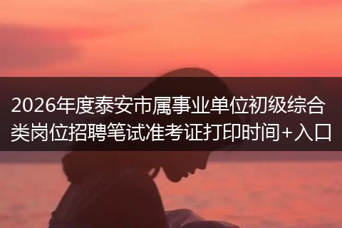 2026年度泰安市属事业单位初级综合类岗位招聘笔试准考证打印时间+入口