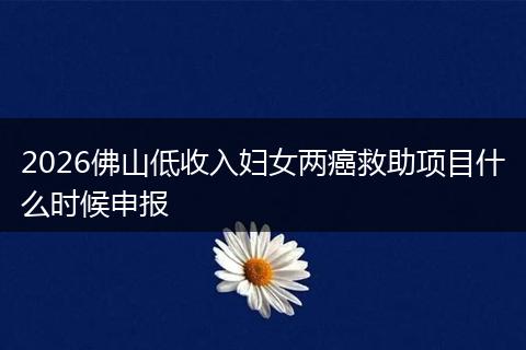 2026佛山低收入妇女两癌救助项目什么时候申报