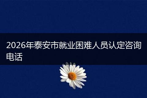2026年泰安市就业困难人员认定咨询电话