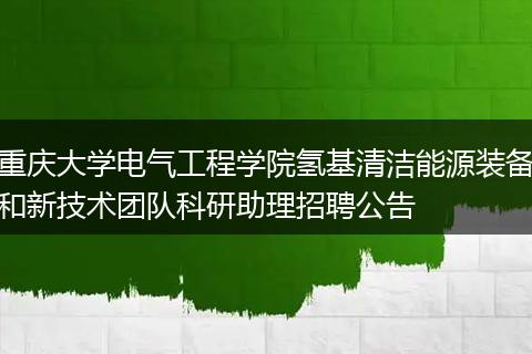 重庆大学电气工程学院氢基清洁能源装备和新技术团队科研助理招聘公告