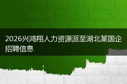 2026兴鸿翔人力资源派至湖北某国企招聘信息