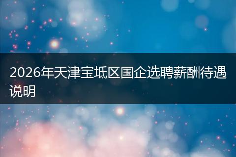 2026年天津宝坻区国企选聘薪酬待遇说明