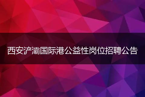 西安浐灞国际港公益性岗位招聘公告