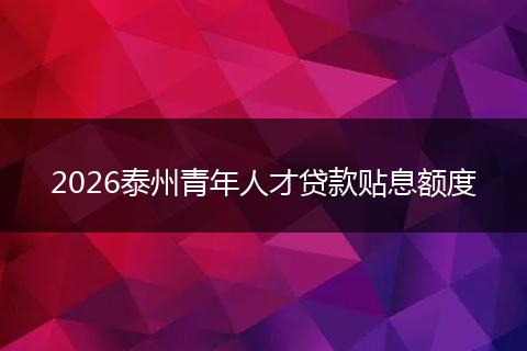 2026泰州青年人才贷款贴息额度