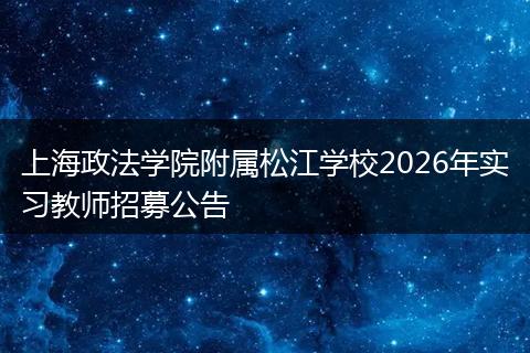 上海政法学院附属松江学校2026年实习教师招募公告
