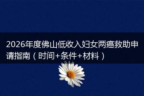 2026年度佛山低收入妇女两癌救助申请指南（时间+条件+材料）
