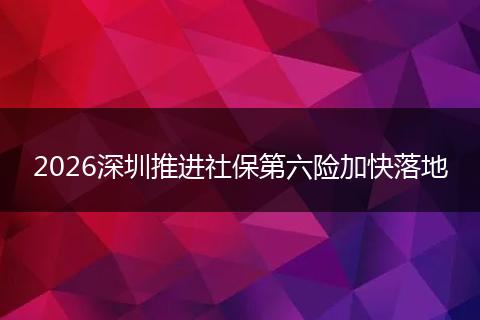 2026深圳推进社保第六险加快落地