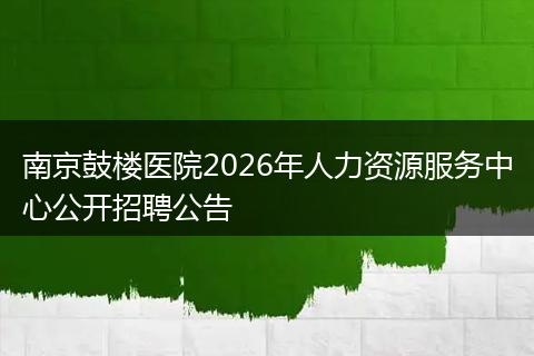 南京鼓楼医院2026年人力资源服务中心公开招聘公告