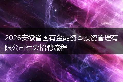 2026安徽省国有金融资本投资管理有限公司社会招聘流程