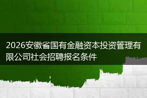 2026安徽省国有金融资本投资管理有限公司社会招聘报名条件