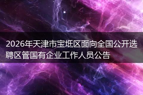 2026年天津市宝坻区面向全国公开选聘区管国有企业工作人员公告