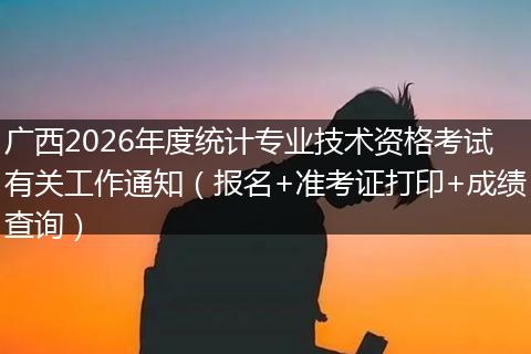 广西2026年度统计专业技术资格考试有关工作通知（报名+准考证打印+成绩查询）