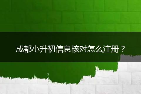 成都小升初信息核对怎么注册？