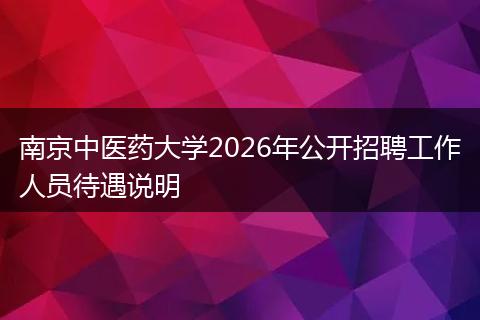 南京中医药大学2026年公开招聘工作人员待遇说明