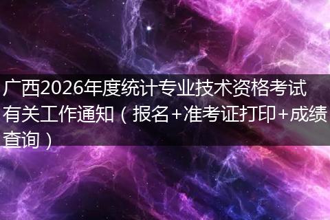 广西2026年度统计专业技术资格考试有关工作通知（报名+准考证打印+成绩查询）
