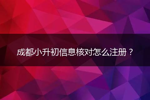 成都小升初信息核对怎么注册？