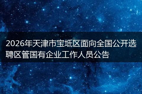 2026年天津市宝坻区面向全国公开选聘区管国有企业工作人员公告